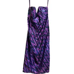 Alyce Designs Size 10 Purple & Black Sequined Sleeveless Dress